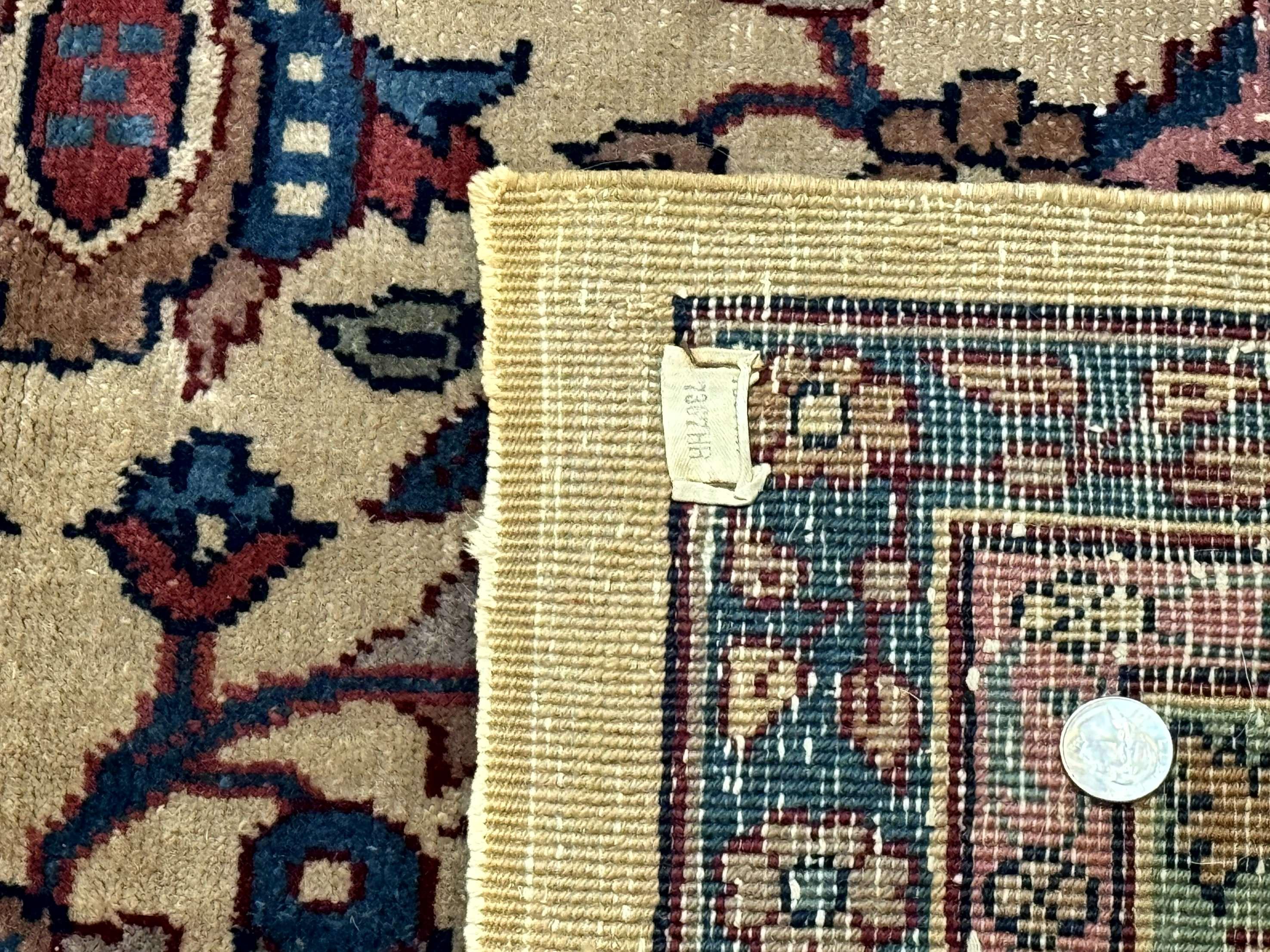 Antique Persian Rug 10x15, Camel and Cyan, Allover Pattern, Rare, Samarkand Rug