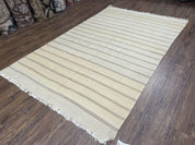 New Turkish Kilim Rug 5x8 Flatweave Carpet, Bohemian Rug, Contemporary Rug, Hand Woven, Wool Area Rug, Gray and Taupe, Striped Pattern