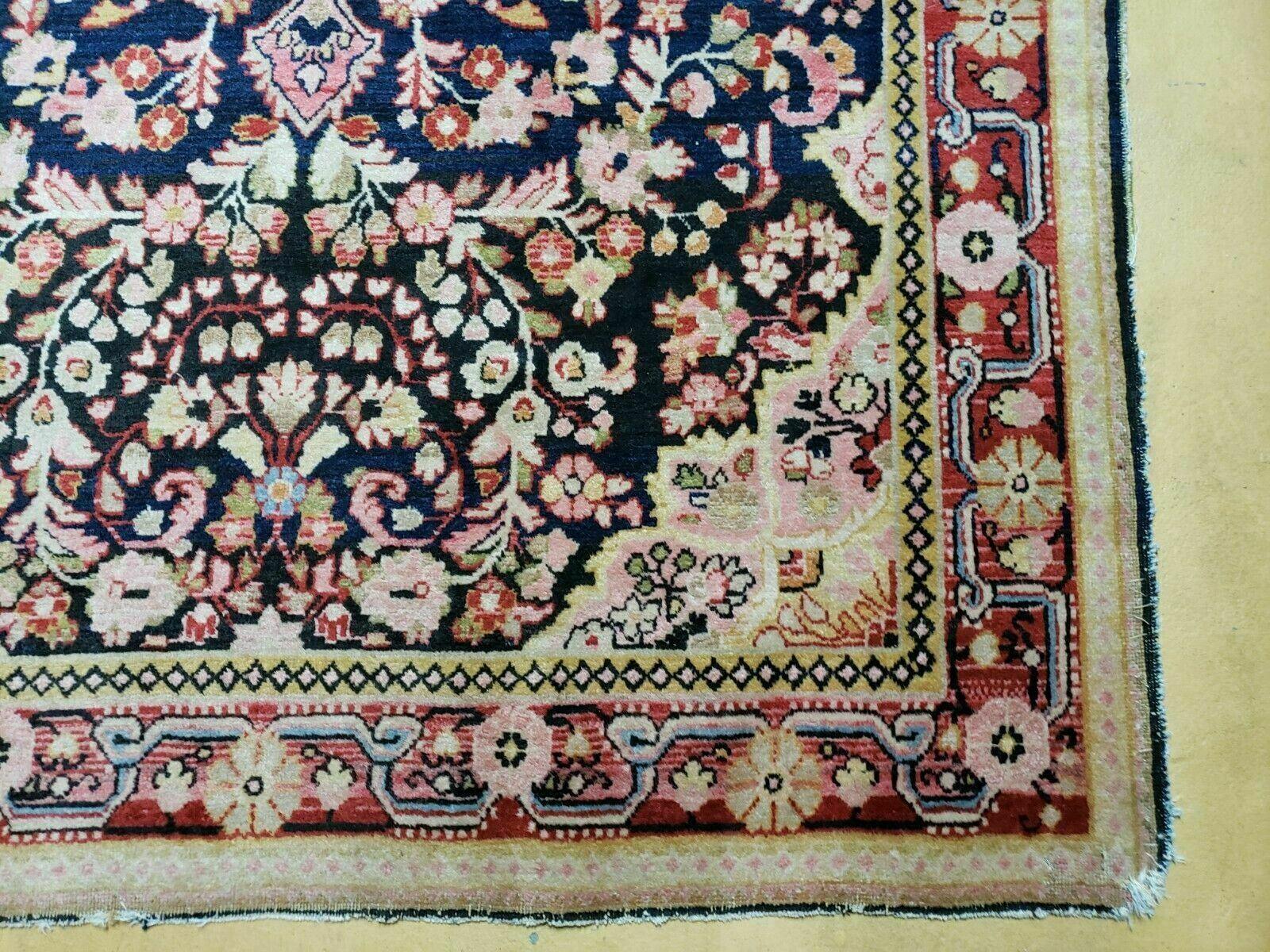 4' X 6' Antique Handmade India Floral Oriental Wool Rug Carpet Organic Blue