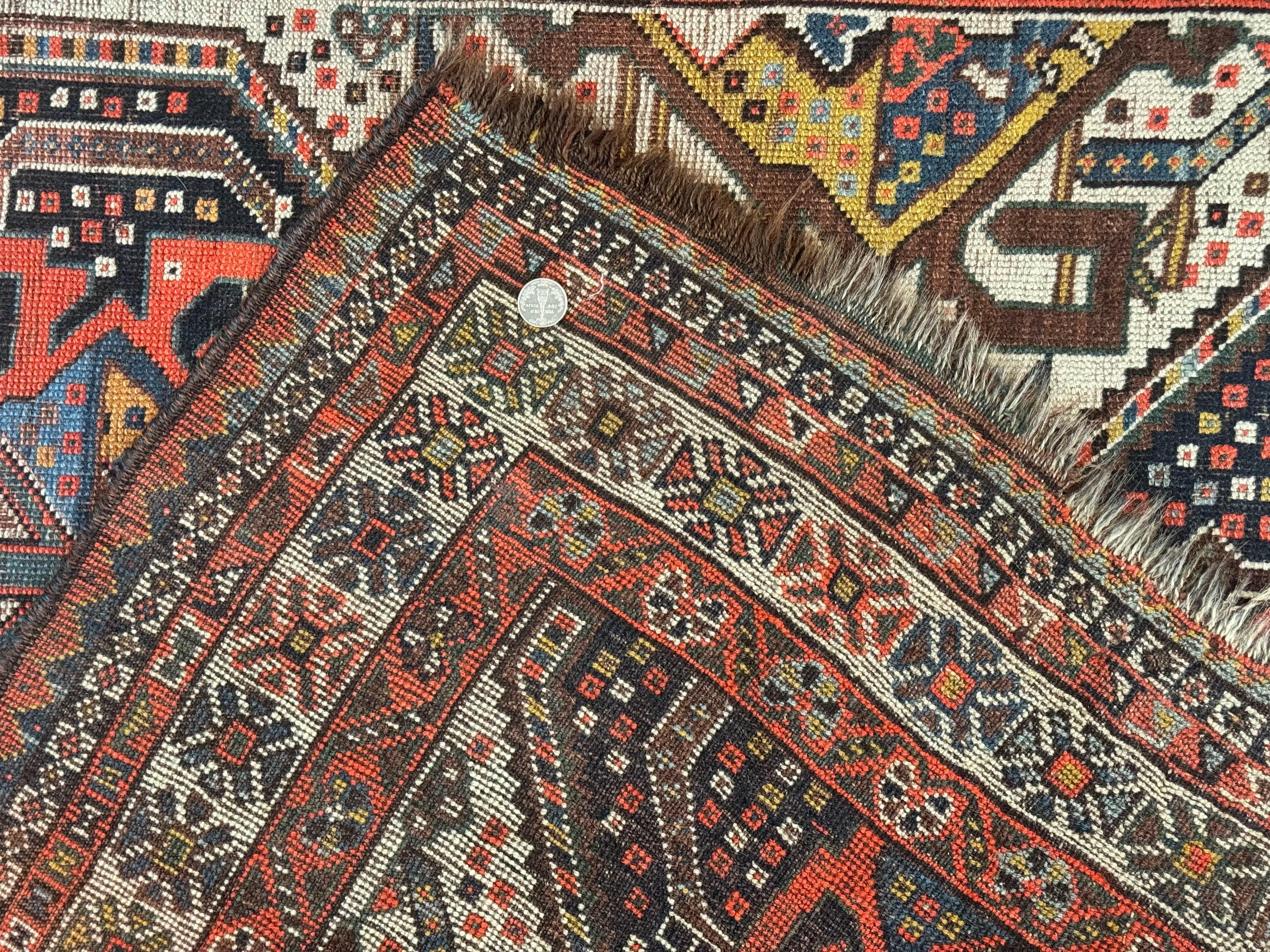 Antique Persian Qashqai Rug 5x8, Persian Tribal Rug, Khamseh Rug