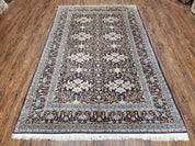 Persian Kashan Rug, Navy Blue, Hand-Knotted, Wool, 4' 8" x 7' 4", Pair A