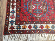 Antique Persian Heriz Karajeh Runner Rug, Red, Hand-Knotted, Wool, 3' 3" x 10' 11"