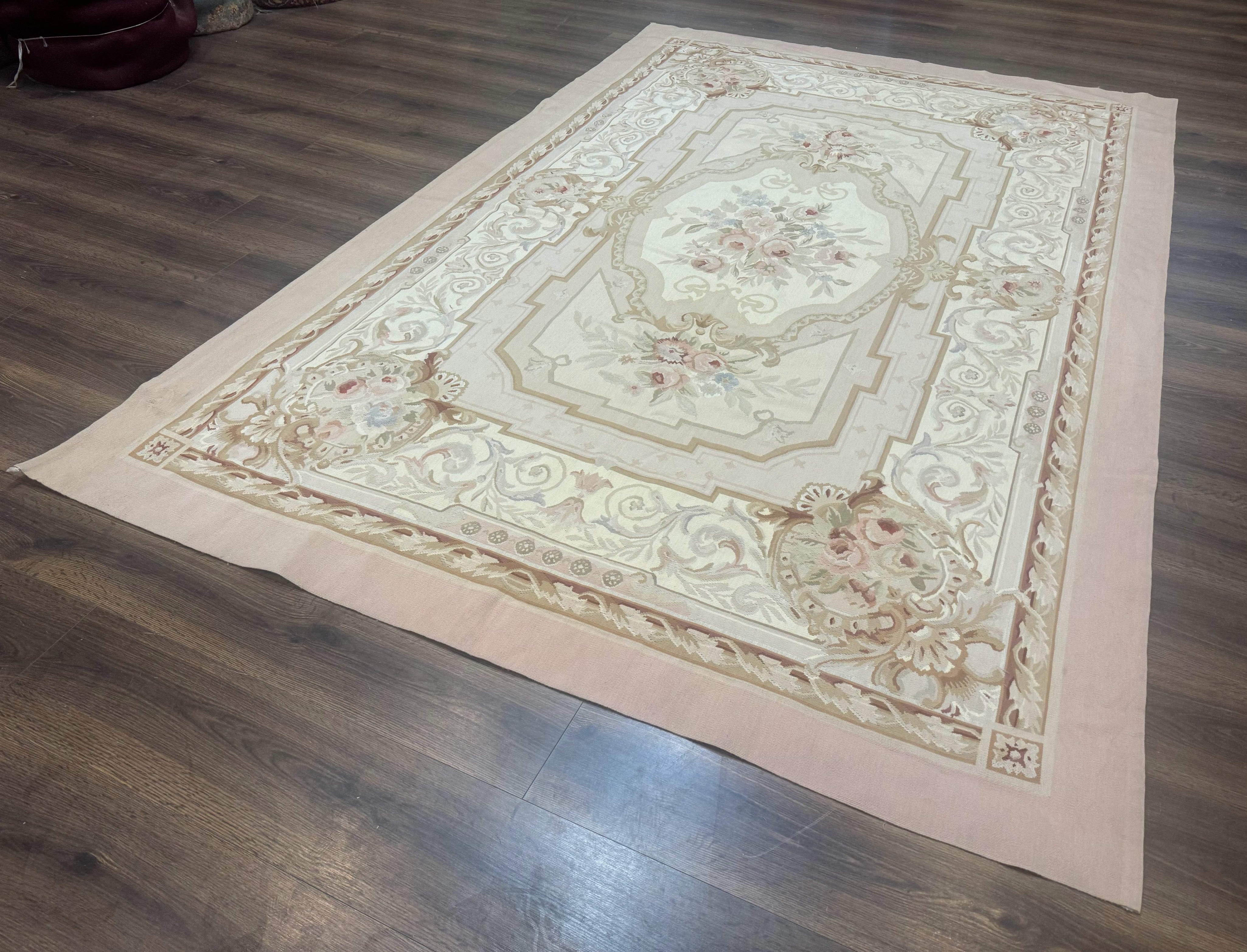 Aubusson Rug 6x9, Elegant, Flatweave, French European Design
