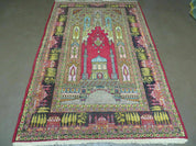 4' X 6' Antique 1920s Handmade Turkish Mehrab Design Wool Rug Lantern Beautiful