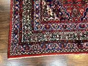 Persian Tribal Rug 6x11, Red Blue Ivory, Antique Persian Carpet, Hamadan Dargazin Carpet