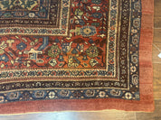 Antique Persian Bidjar Rug 8x15 – Navy Blue, Herati Pattern, Early 20th Century