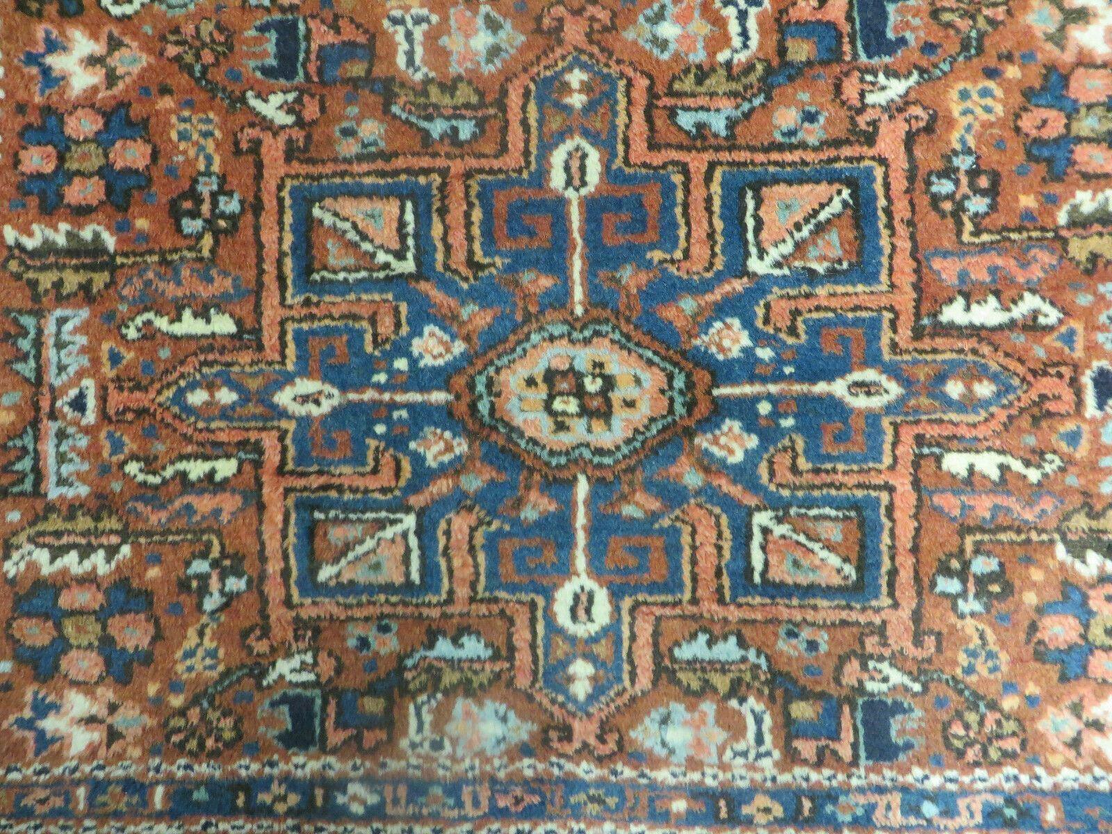 Persian Karajeh Rug 5x6, Antique Geometric Medallion Carpet