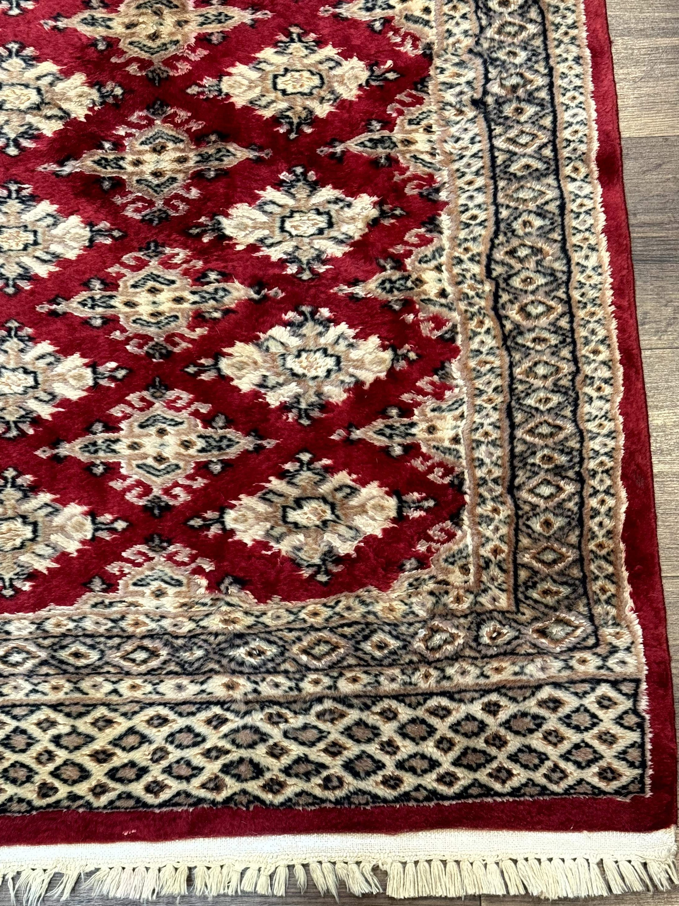 Pakistani Runner Rug 2.8 x 7.6, Red Turkoman Bokhara Runner