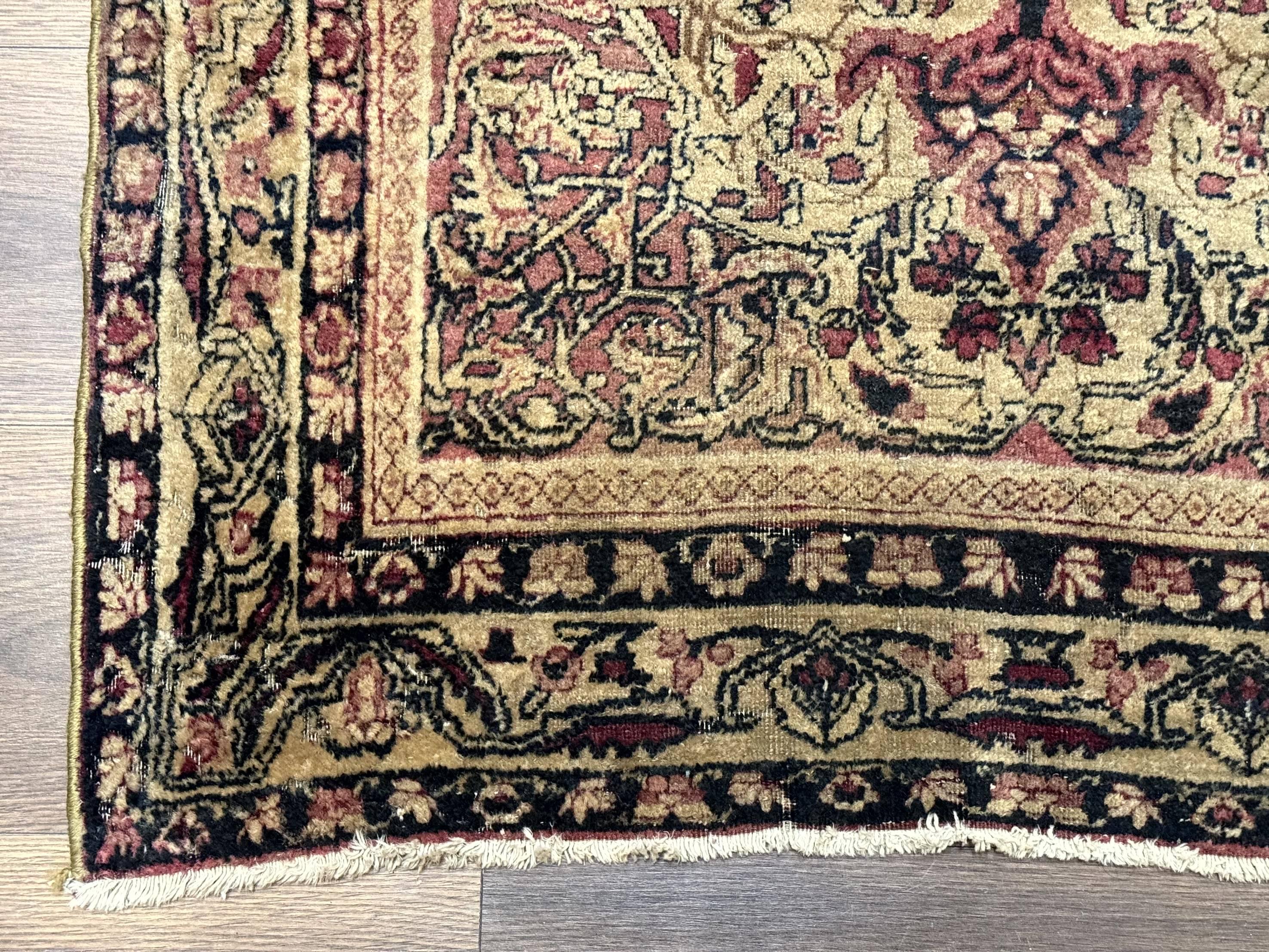 Antique Persian Lavar Rug 3x5, Persian Kerman Rug, Traditional Persian Carpet