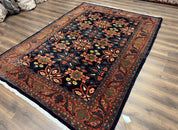 Wonderful Persian Rug 7x10, Navy Blue and Red, Allover Floral Pattern, Bidjar Carpet, Authentic Oriental Rug 7 x 10, Wool Hand Knotted Rug