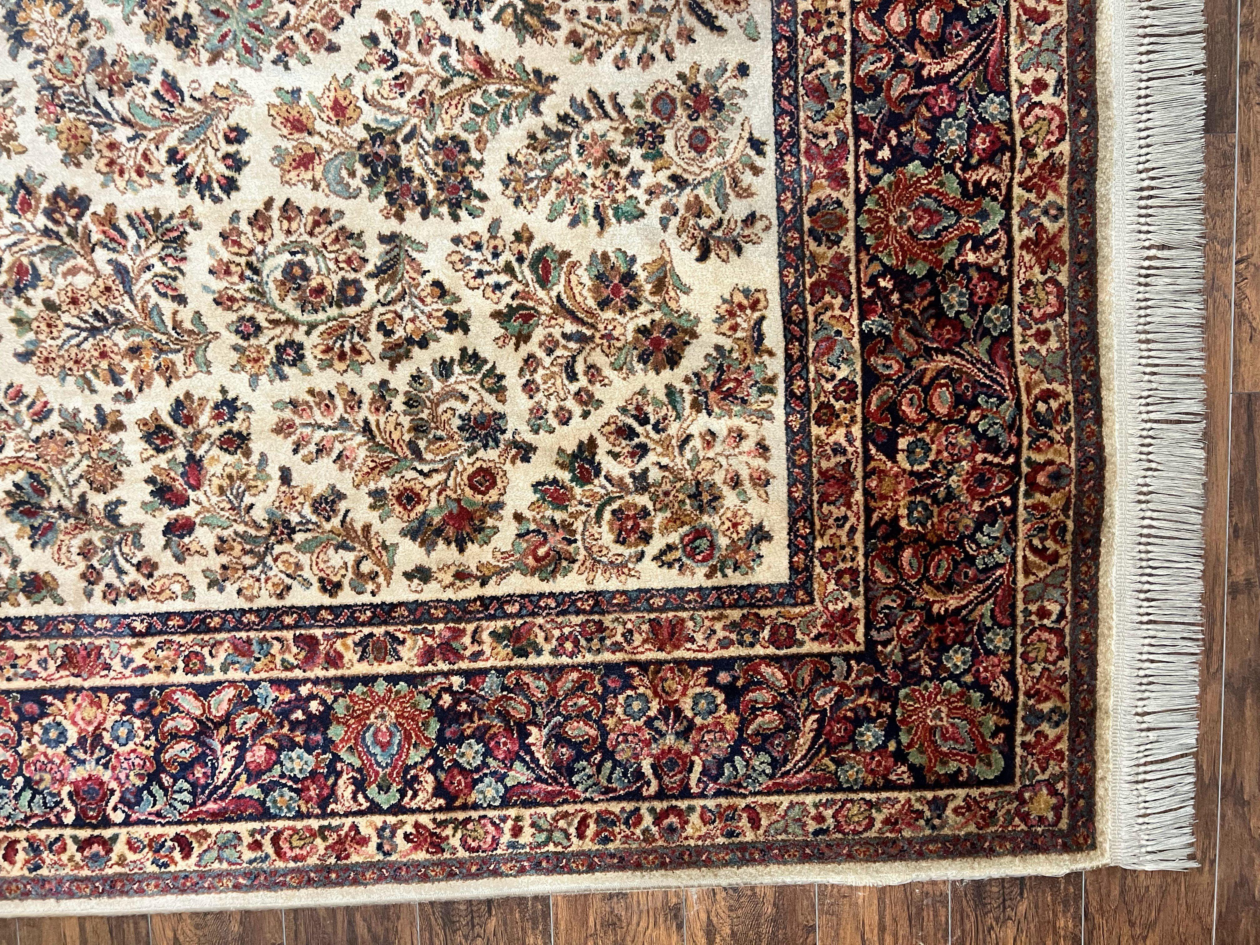 Karastan Rug 8' 8" x 12', Ivory Sarouk #760, Original Karastan Carpet 700 Series, Wool Karastan Area Rug, USA Made, Large Karastan w/ Label