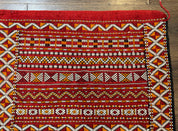 Moroccan Kilim Rug 4x8, Flatweave, Bohemian, Red Ivory Orange