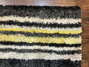 Shag Rug 5x8, Yellow Ivory Charcoal, Contemporary