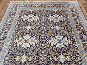 Persian Kashan Rug, Navy Blue, Hand-Knotted, Wool, 4' 8" x 7' 4", Pair A