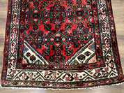 Persian Runner Rug 3x10, Wool Hand Knotted Hallway Rug 3 x 10 ft, Red and Ivory, Hamadan Angelas Runner