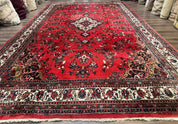 Palace Size Persian Rug 11x18, Red, Bibikabad Rug, Handmade Large Wool Carpet, Persian Hamadan Rug, Dargazin Rug
