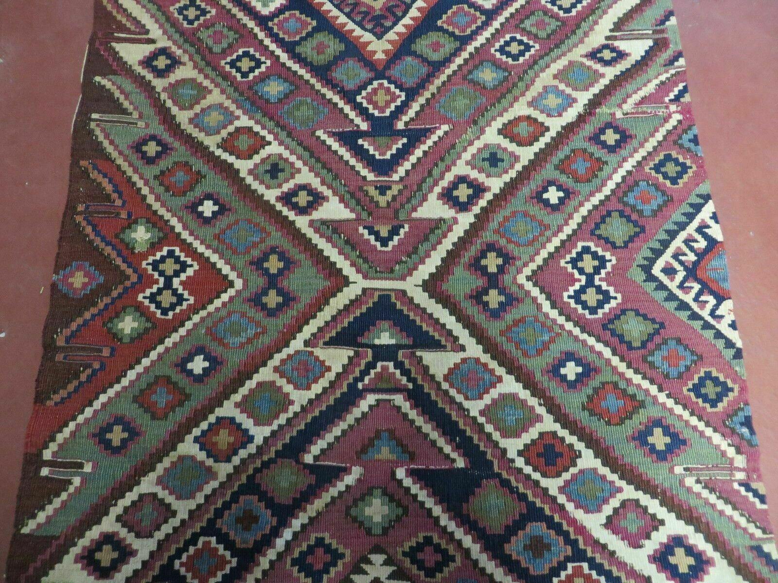 2' 1" X 4' 4" Antique Handmade Bagface Kilim Shirvan Caucasian Wool Rug Nice