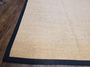 Jute Rug 8x10, Natural Jute Fiber Area Rug, Natural Sisal Area Rug with Black Border, 8x10 Carpet, Solid Jute Rug 8 x 10, Farmhouse Rug