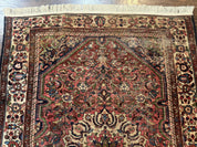 Antique Persian Malayer Rug 4'7" x 6'6" – 1920s Tribal Red Wool Carpet