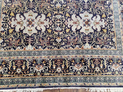 Navy Blue Persian Kashan Rug, Hand-Knotted, Wool, 4' 8" x 7' 4", Pair B