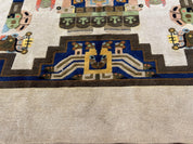 South American Rug 6x7, Unique Native American Design, Ivory, Ecuador Rug, Handmade Wool