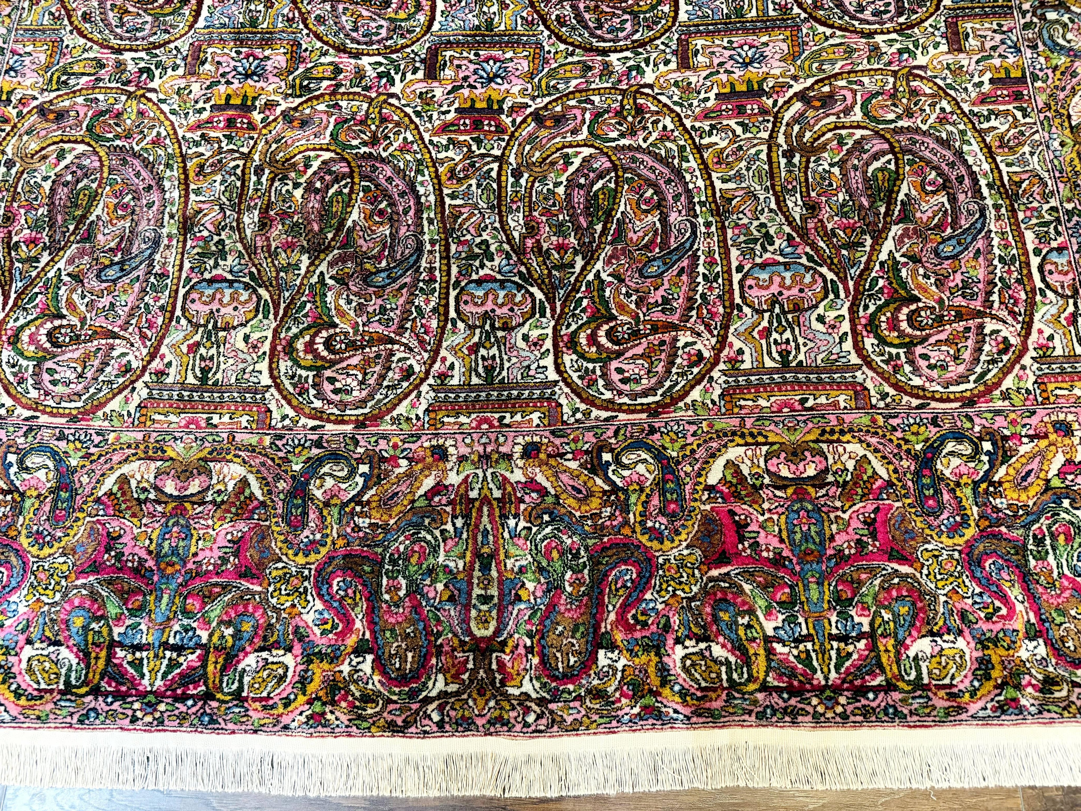 Rare Antique Persian Kerman Lavar Rug 9x12, Boteh Paisley Design