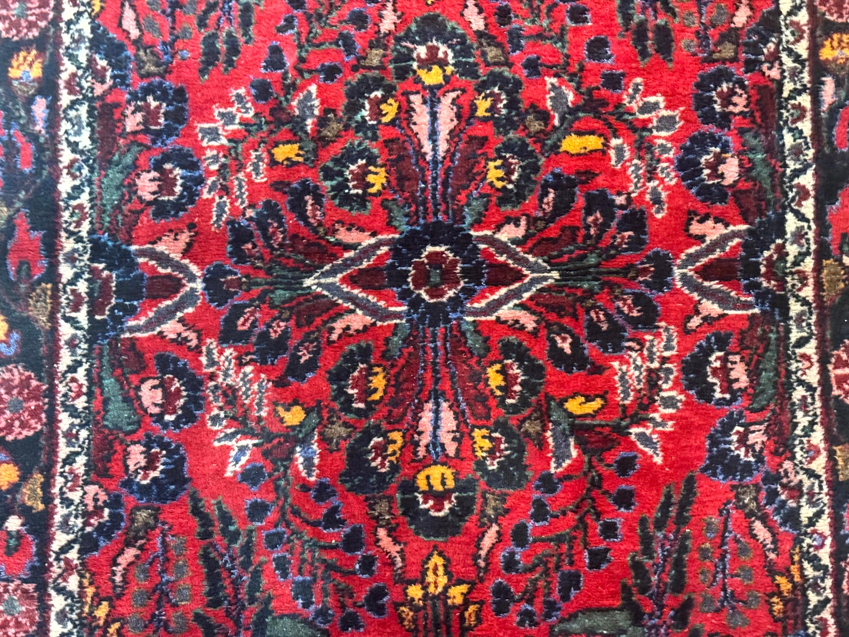 Persian Rug 3x5, Red Tribal Rug, Semi Antique, Wool Rug 3 x 5, Persian Hamadan Rug