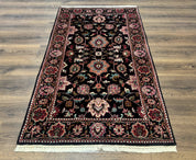 Indo Persian Sarouk Rug 3x5, Black Traditional Oriental Carpet