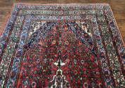 Persian Tribal Rug 6x11, Red Blue Ivory, Antique Persian Carpet, Hamadan Dargazin Carpet