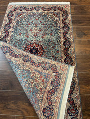 Indo Persian Kerman Rug 3x5, Light Blue, Floral Medallion