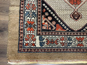 Rare Persian Sarab Tribal Runner Rug 4 x 10, Antique, Geometric Medallions, Camel Hair Runner