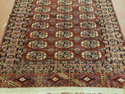 4' X 4' Antique Handmade Turkoman Bokhara Balouch Woven Wool Rug Brick Red Nice