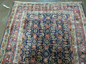 3'7" X 10' Antique Handmade India Floral Oriental Wool Runner Rug Organic Blue