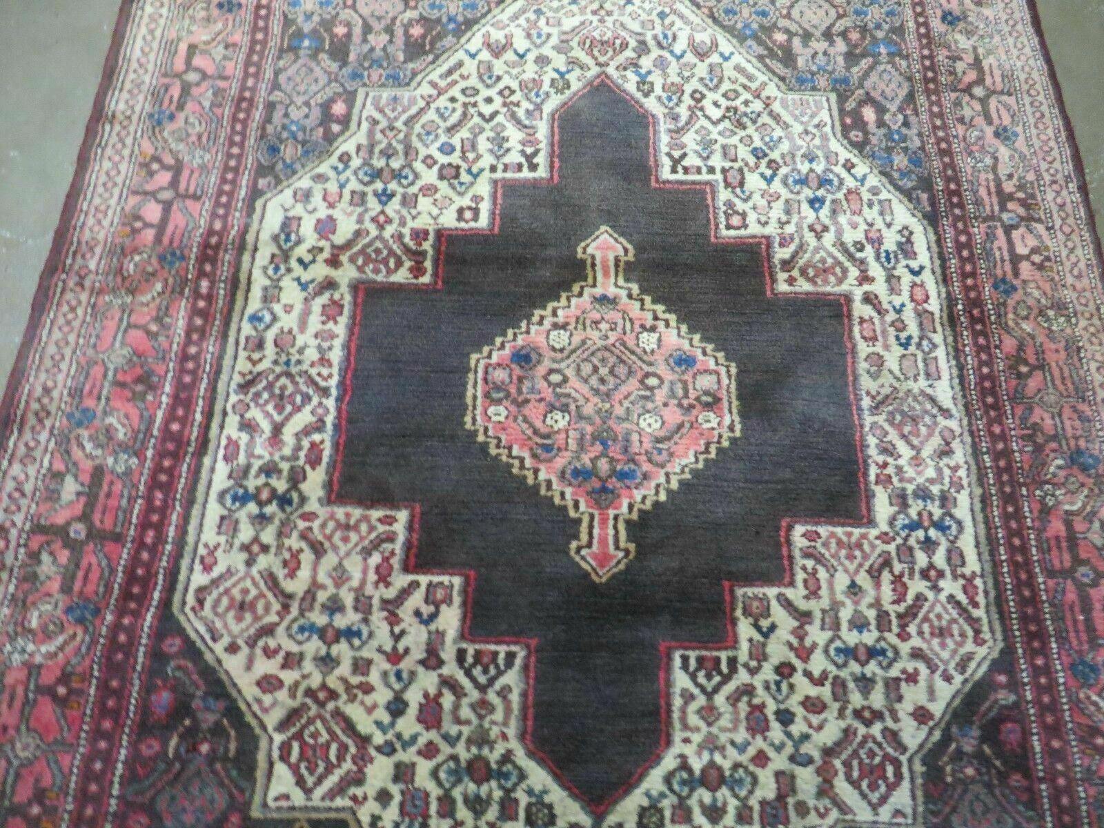 4' X 5' Antique Handmade India Floral Oriental Wool Rug Brown Vegetable Dyes