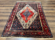 Antique Persian Kurdish Senneh Rug 4x5 Tribal Carpet Wool Geometric Medallion