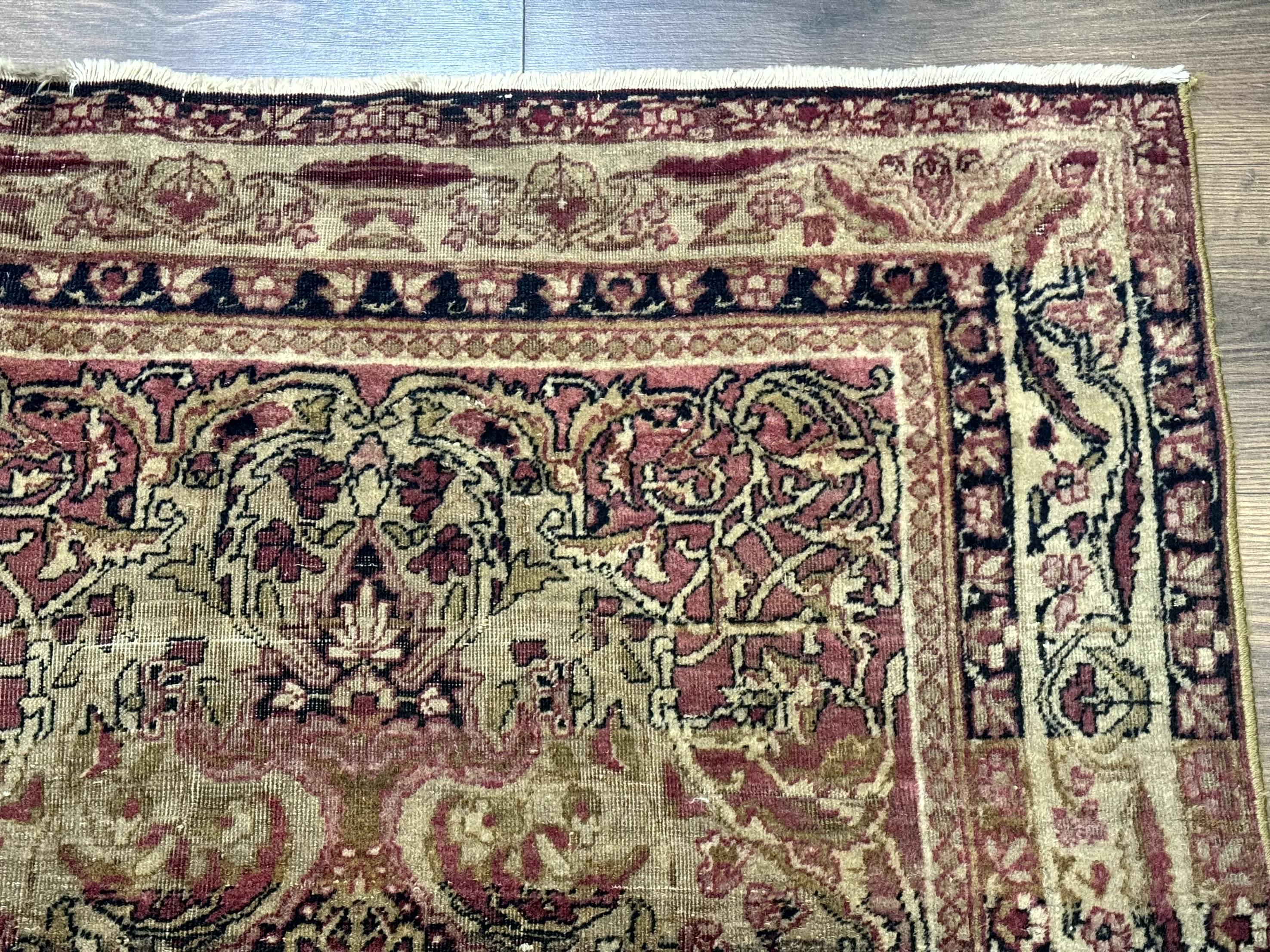 Antique Persian Lavar Rug 3x5, Persian Kerman Rug, Traditional Persian Carpet