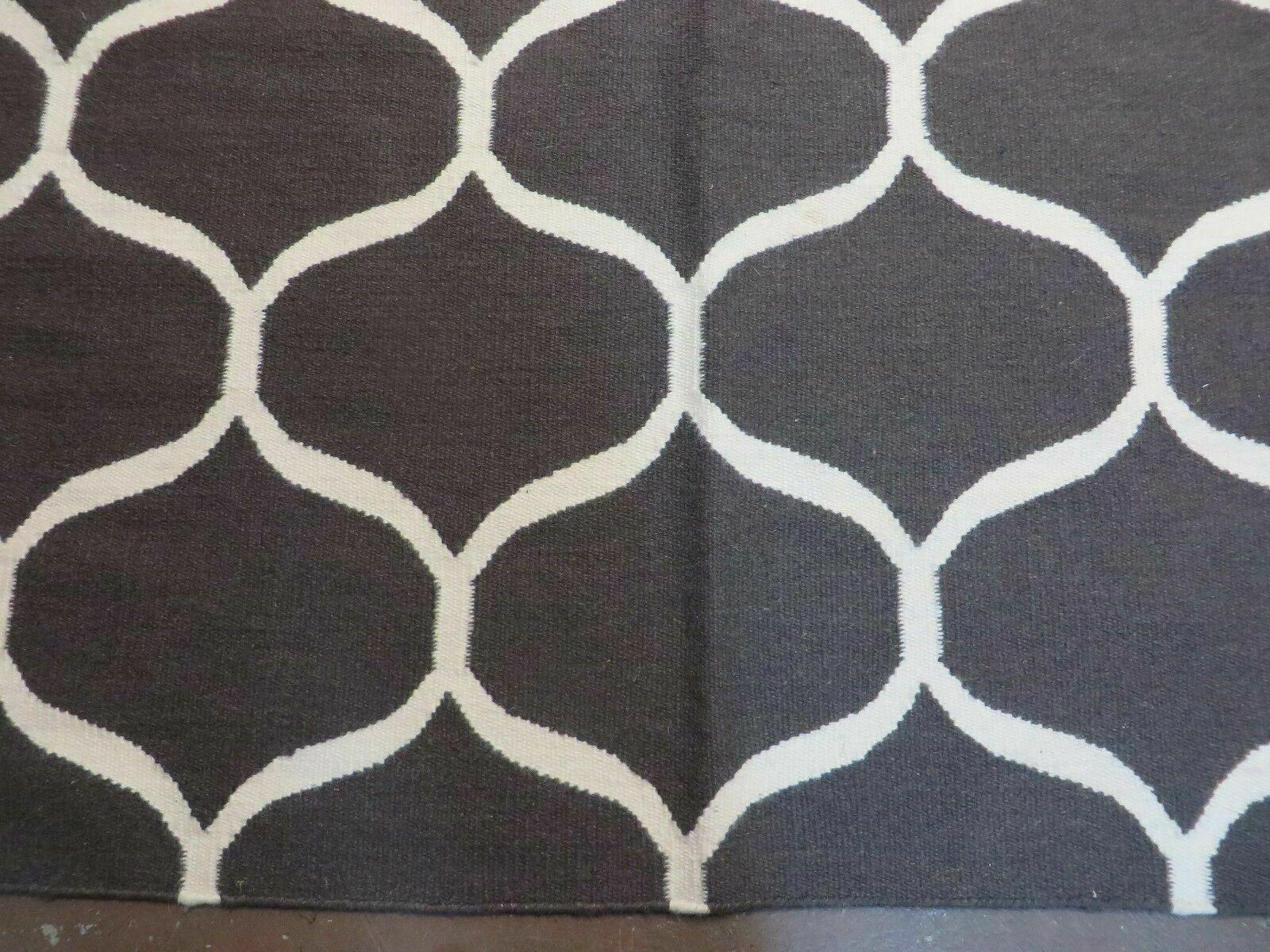 5' X 8' Modern Contemporary Hand Made Flat Weave Wool Rug Veg Dyes Nice