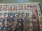 3'7" X 10' Antique Handmade India Floral Oriental Wool Runner Rug Organic Blue