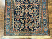 Antique Persian Tribal Rug 5x7, Navy Blue & Pink, Hand Knotted Handmade 1920s Wool Rug, Allover Pattern, Persian Hamadan Rug