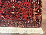 Small Red Persian Sarouk Rug 2.7 x 4.9, Floral, Antique