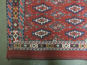 45" X 32" Antique Handmade Bokhara Turkoman Yomud Chuval Wool Rug Soumak NICE