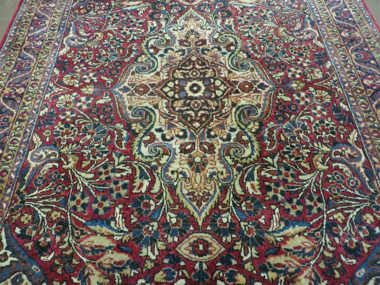 3' 5" X 5' Antique Handmade Indian Agra Fine Weave Wool Rug Organic dye Nice