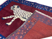 5 X 7 Handmade Zagros Wool Rug Snow White Panther Maroon Blue Organic Dyes