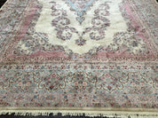 10x14 Karastan Kirman Rug #784 Pastel Ivory Kirman Medallion, Wool Antique Original 700 Series