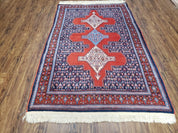 4x6 Western Kurdistan Kurdish Carpet Senneh Wool Area Rug Veg Dyes Red Blue Nice