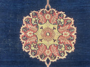 Antique Persian Mashad Rug 4x6, Semi Open Field, Navy Blue, Lion Pictorials, Triple Medallion, Dorokhsh Rug