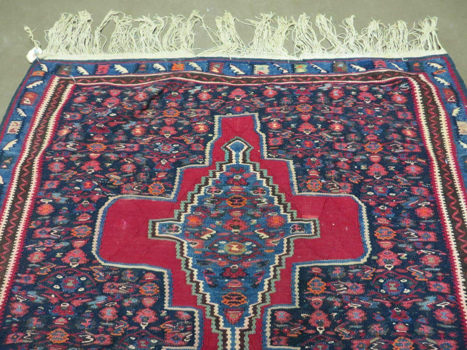 4' X 5' Antique Handmade Turkish Wool Kilim Flat weave Rug Blanket Tribal