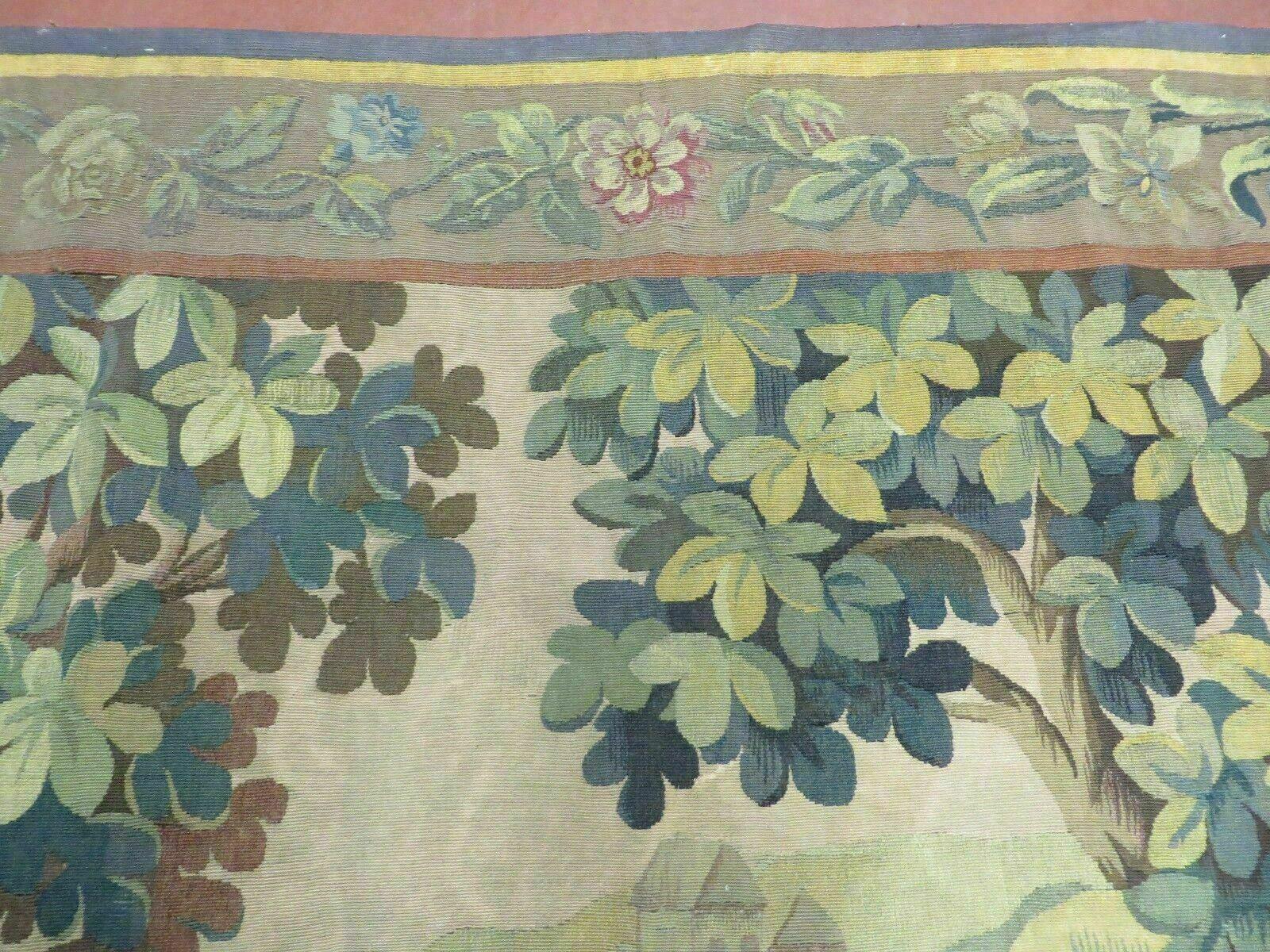 Antique French Tapestry 5x6 French Handmade Aubusson Nature One Of A Kind Rare