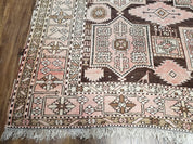 Antique Caucasian Rug 5' 5" x 10' 9", Shirvan Carpet, Wide Oriental Corridor Runner, Quality Handmade Hand-Knotted Wool Rug, Pale Pink Black