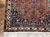 Red Persian Hamadan Rug 4x6, Wool Handmade Antique Carpet, Geometric Medallion Rug, Oriental Rug 4 x 6, Persian Tribal Rug, Hand Knotted Rug